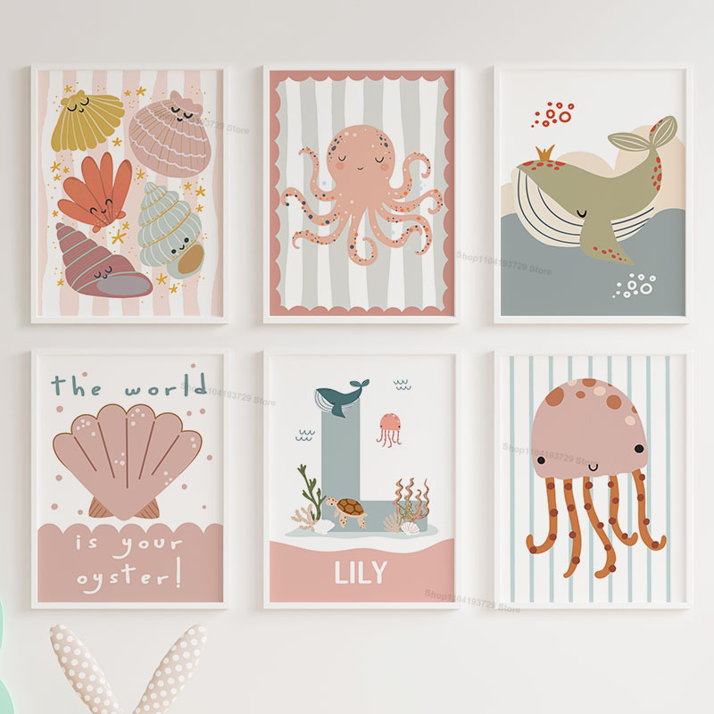 Baby Nursery Name Wall Art - لوحات فنية جدارية مخصصة للأطفال بتصاميم