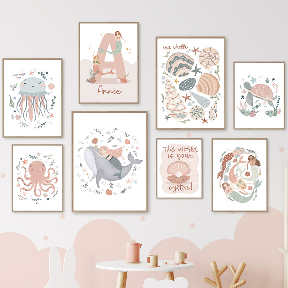 Baby Nursery Name Wall Art - ملصقات مخصصة بأسماء الأطفال بتصاميم كرتونية