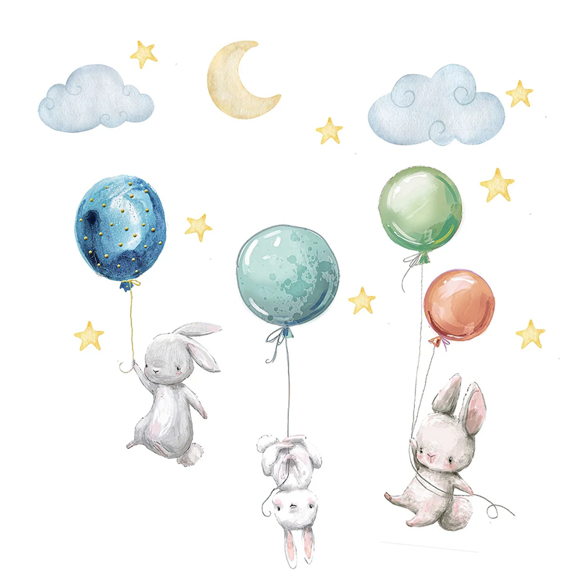 Baby Nursery Hot Air Balloon - ملصقات جدارية على شكل حيوانات بالون