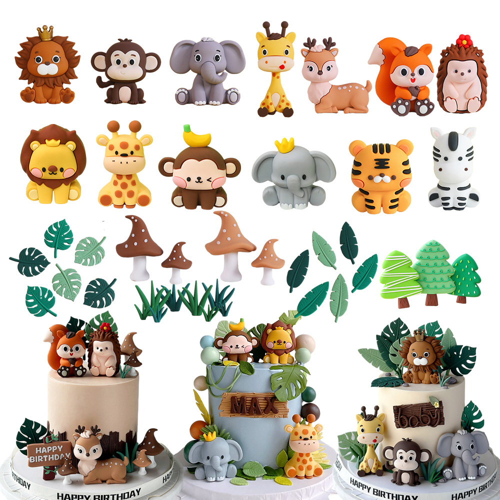 Baby Nursery Jungle Theme - مجموعة أغطية كعكة Safari Animal -