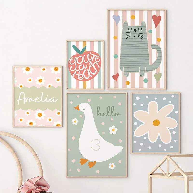 Baby Nursery Name Wall Art - لوحة فنية جدارية مخصصة لغرفة الأطفال