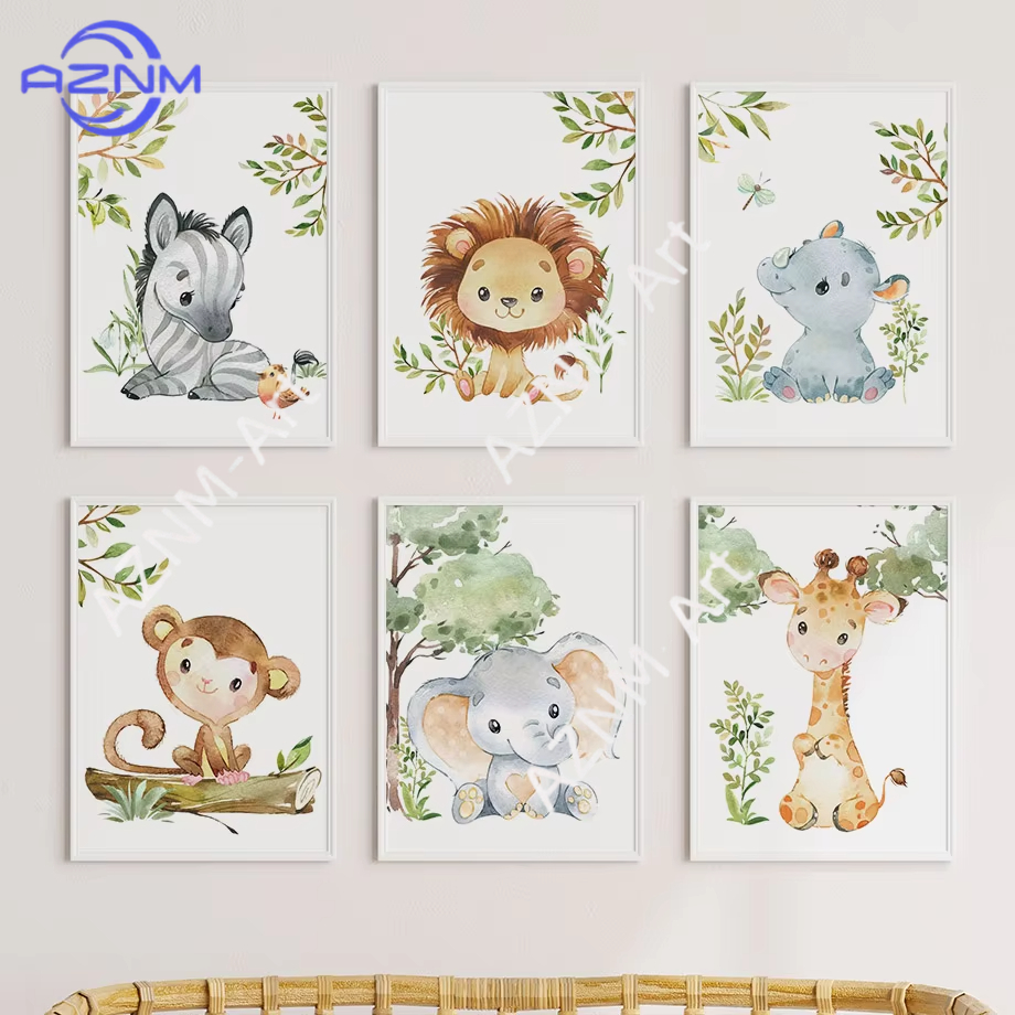 Baby Nursery Room - 1/6 قطع لوحة جدارية مائية لحيوانات