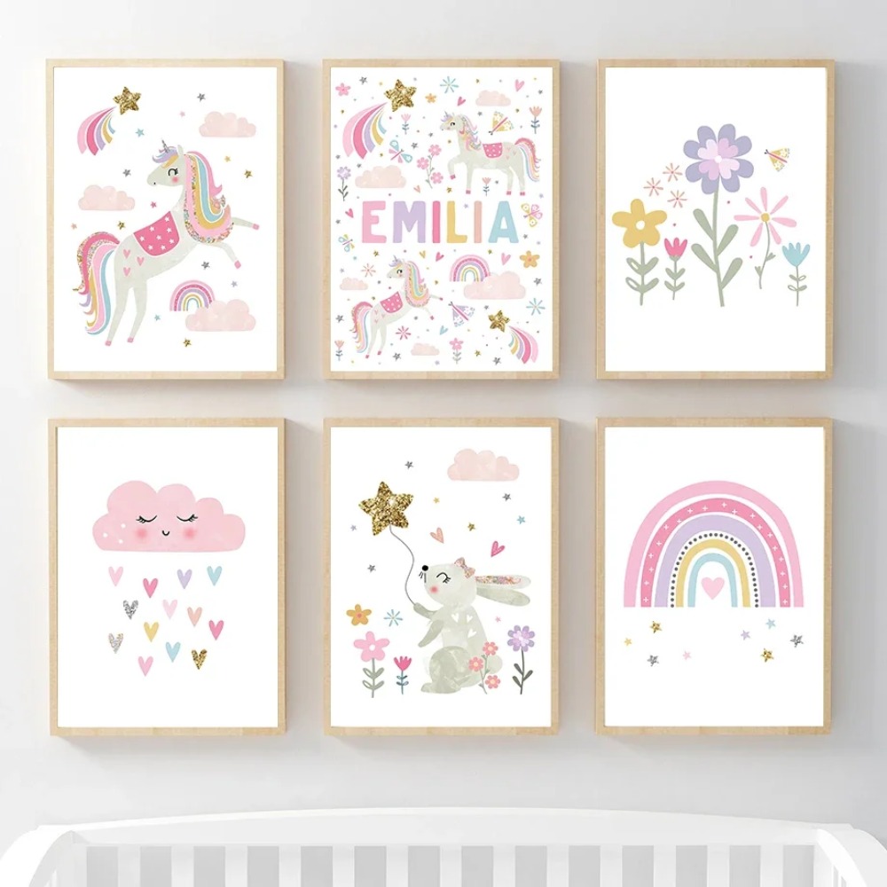 Baby Nursery Name Wall Art - لوحة فنية جدارية لغرفة الأطفال بتصميم