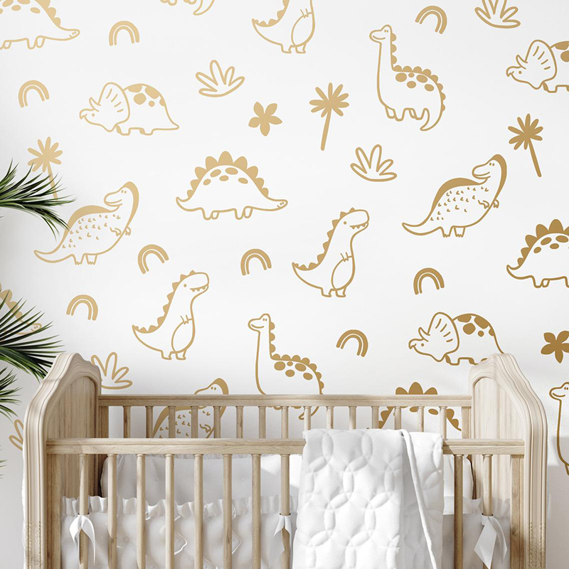 Baby Nursery Wall Stickers - هندسية ديناصور شجرة قوس قزح الجدار