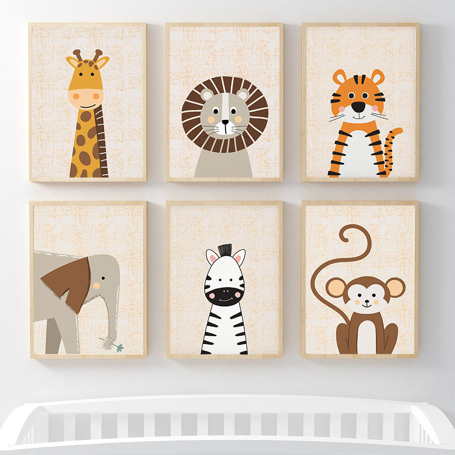 Baby Nursery Name Wall Art - لوحة فنية جدارية للأطفال بتصميمات أسد،
