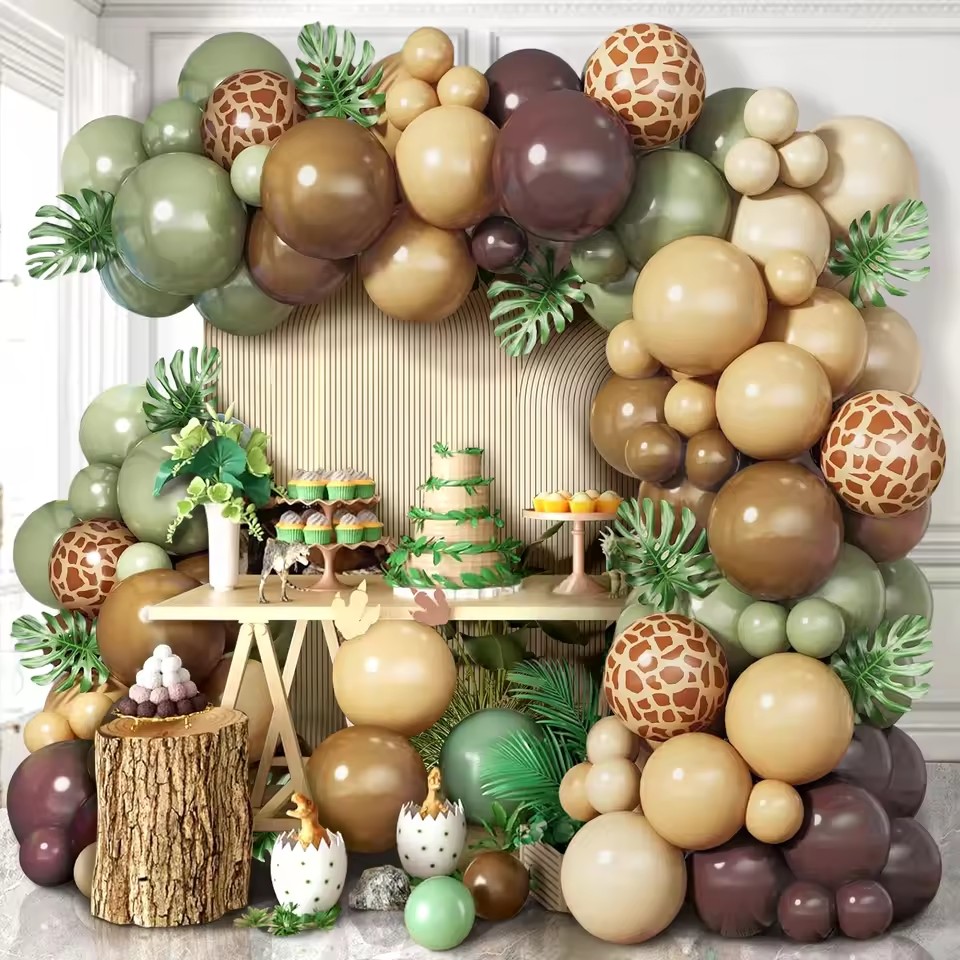 Baby Nursery Jungle Theme - طقم قوس بالونات بتصميم الحياة البرية