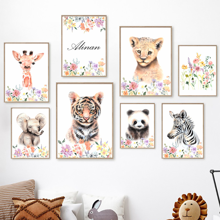 Baby Nursery Name Wall Art - لوحات فنية جدارية مخصصة للأطفال بتصاميم