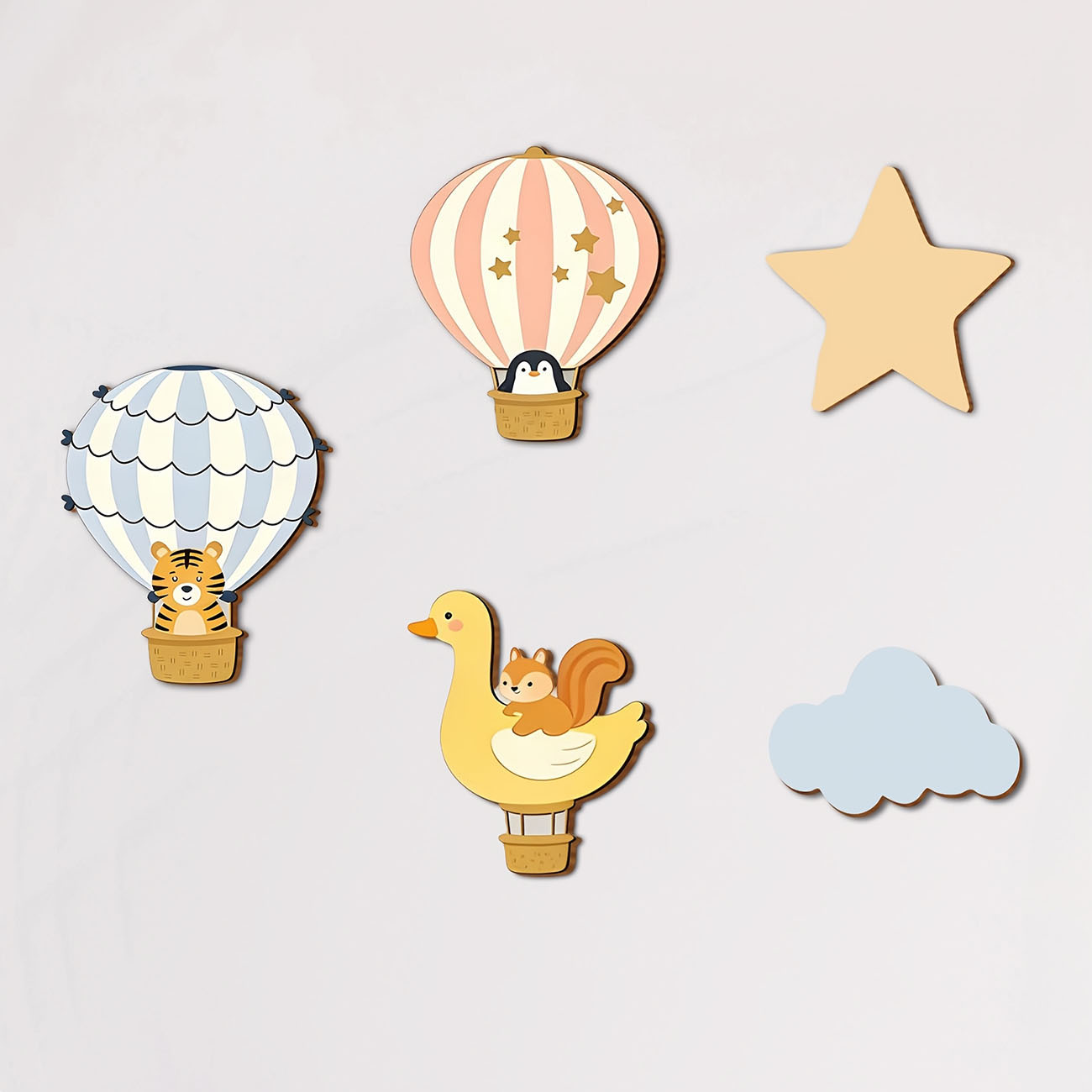 Baby Nursery Wall Stickers - 5 قطع من ملصقات الحائط الخشبية