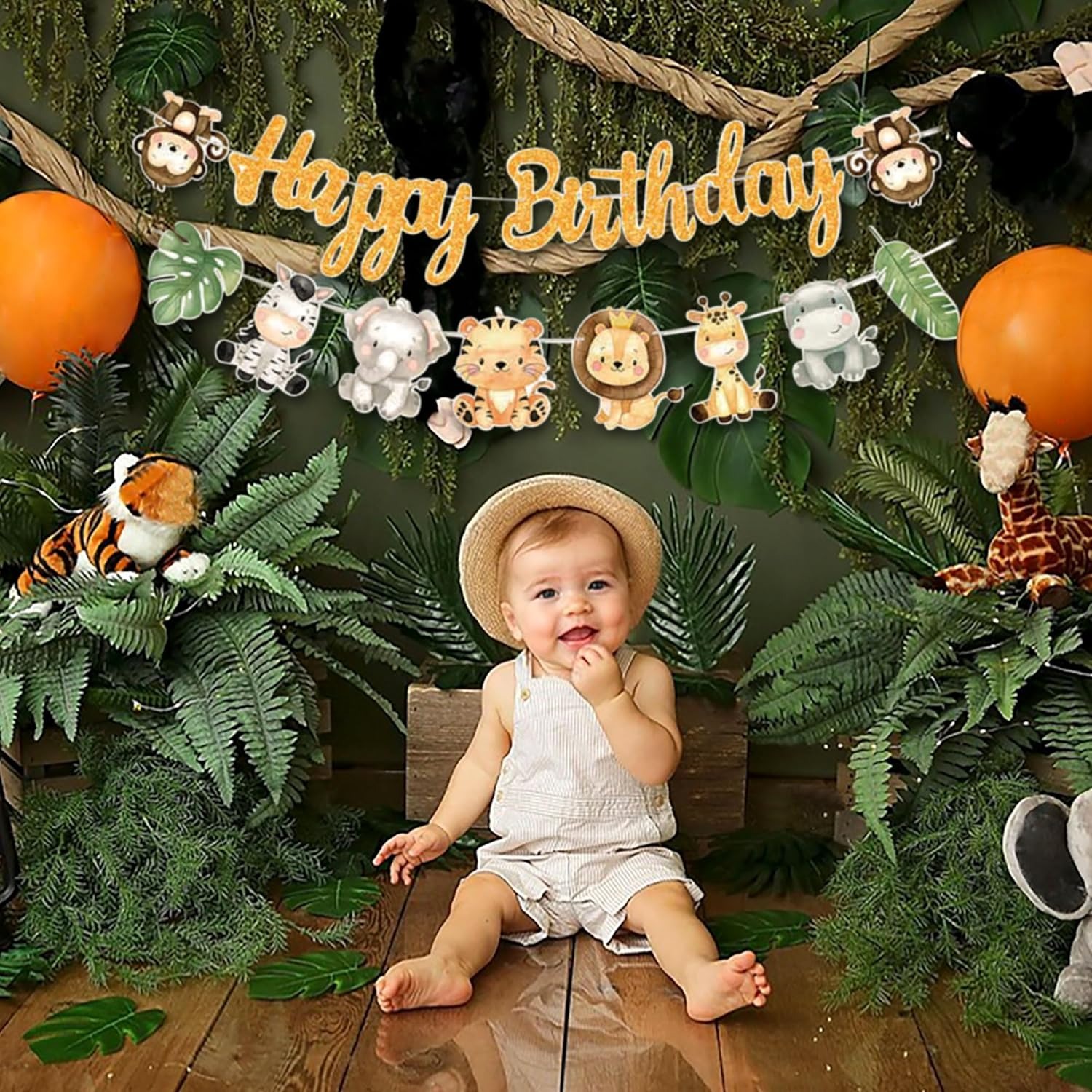 Baby Nursery Jungle Theme - لافتة عيد ميلاد سعيد بتصميم الغابة