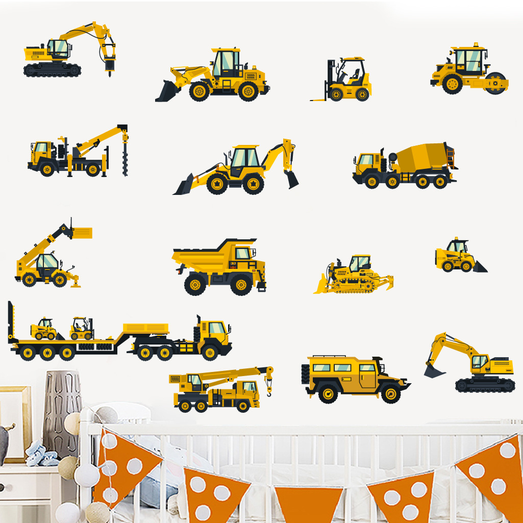 الكرتون حفارة الهندسة سيارة ال - مراجعة Baby Nursery Wall Stickers وسعره