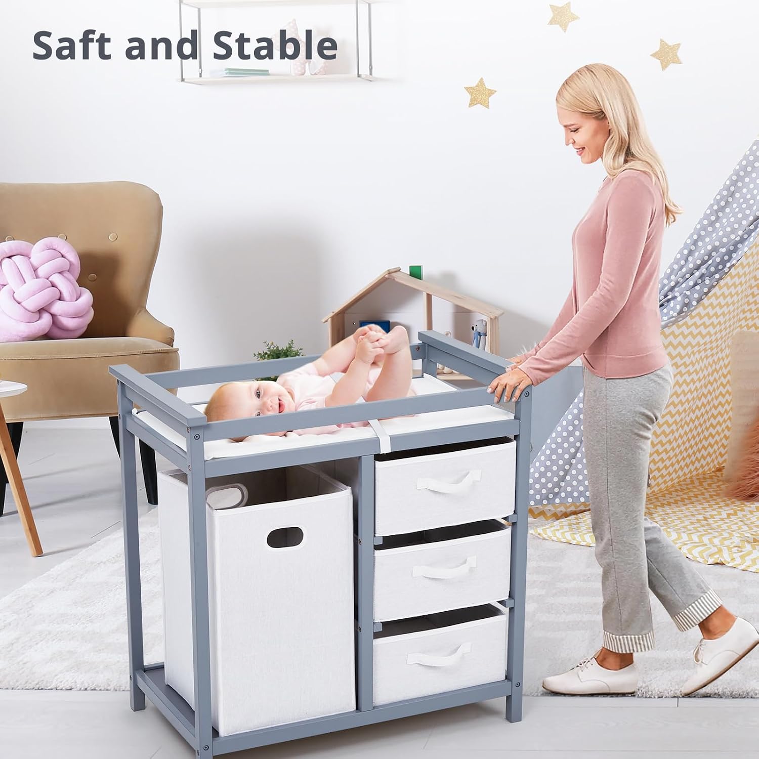 طاولة تغيير حفاضات الأطفال مع  - مراجعة Baby Nursery Unit وسعره