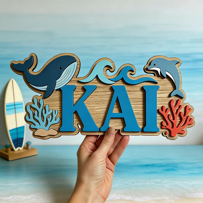 لافتة خشبية مخصصة بتصميم الحيت - مراجعة Baby Nursery Name Wall Art وسعره