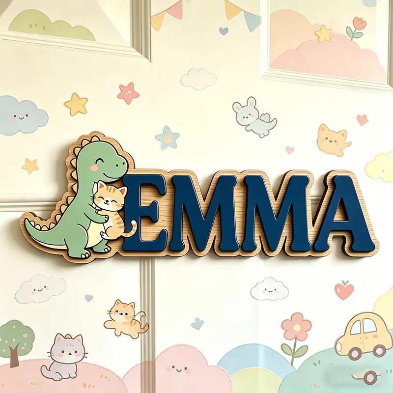 لوحة اسم مخصصة بتصميم ديناصور  - مراجعة Baby Nursery Name Wall Art وسعره