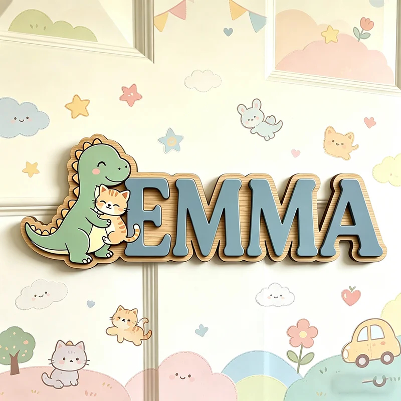 لوحة اسم مخصصة بتصميم ديناصور  - مراجعة Baby Nursery Name Wall Art وسعره