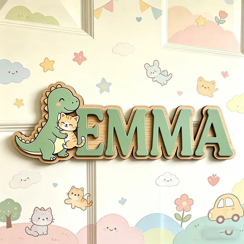 لوحة اسم مخصصة بتصميم ديناصور  - مراجعة Baby Nursery Name Wall Art وسعره