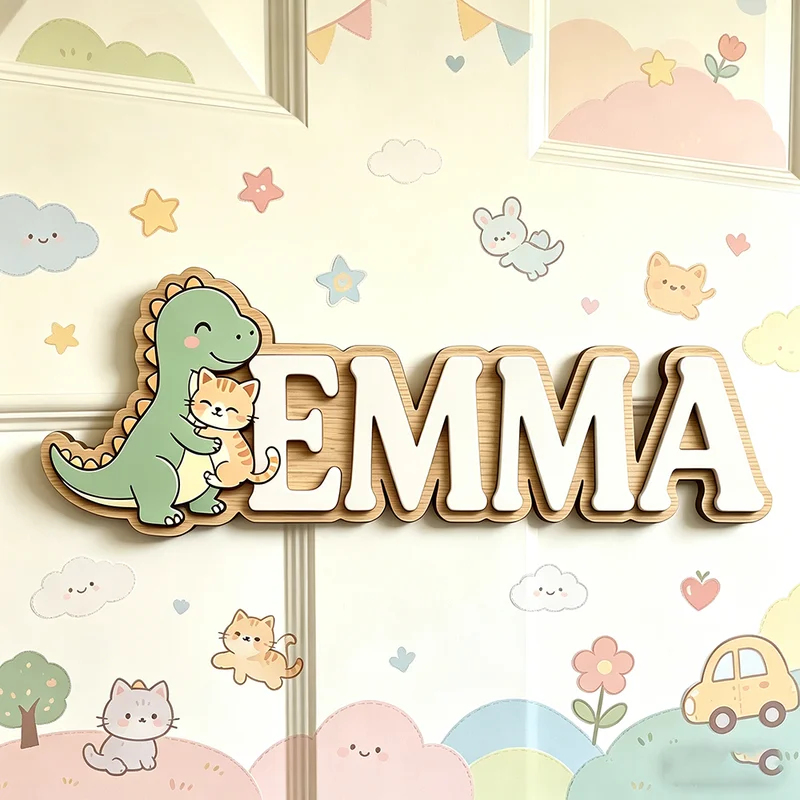 لوحة اسم مخصصة بتصميم ديناصور  - مراجعة Baby Nursery Name Wall Art وسعره