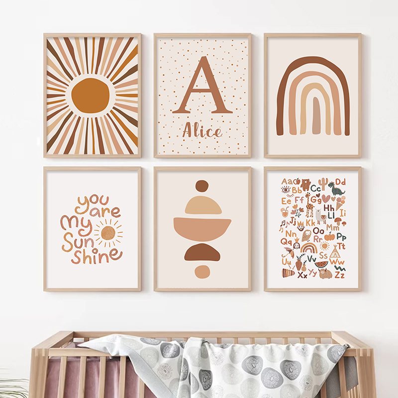 مجردة الشمس قوس قزح مخصص اسم ا - مراجعة Baby Nursery Name Wall Art وسعره