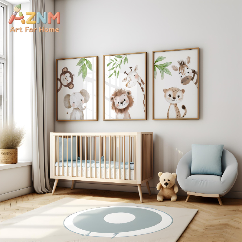 1 قطعة/3 قطع مطبوعات حيوانات ا - مراجعة Baby Nursery Jungle Theme وسعره