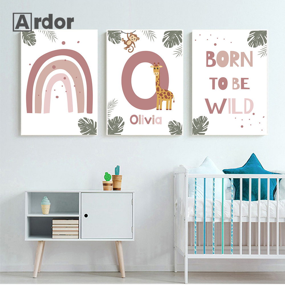 الشمال الغابة الحيوان الملصقات - مراجعة Baby Nursery Name Wall Art وسعره