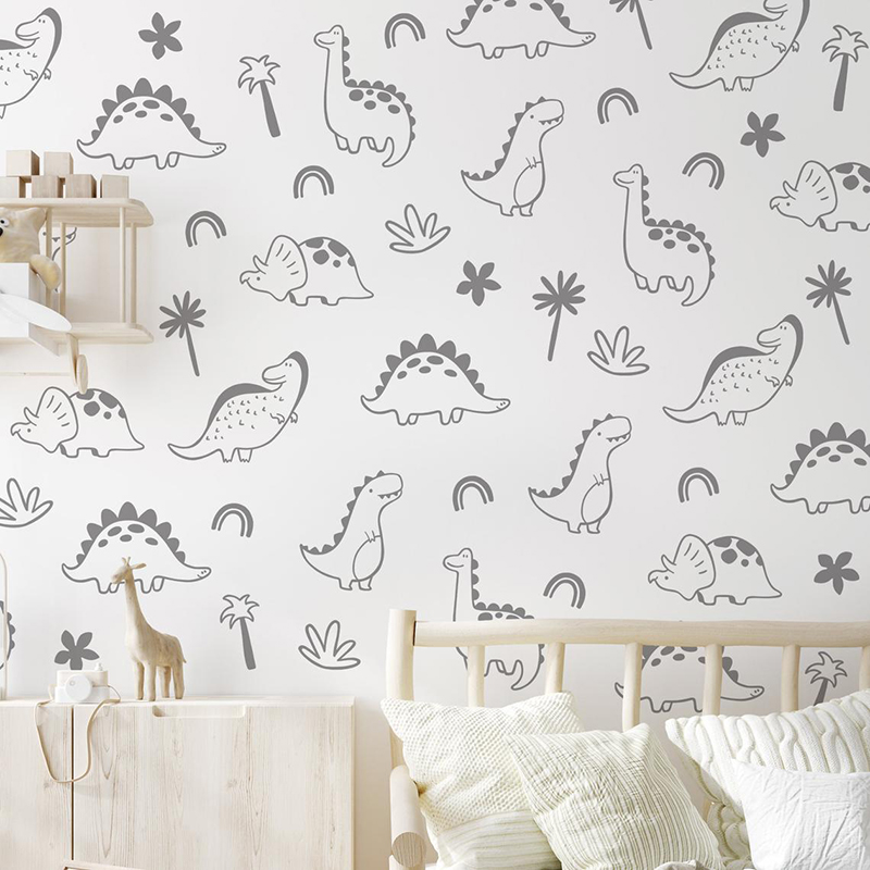 هندسية ديناصور شجرة قوس قزح ال - مراجعة Baby Nursery Wall Stickers وسعره