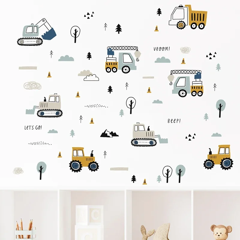 مرسومة باليد لطيف سيارات شاحنة - مراجعة Baby Nursery Wall Stickers وسعره