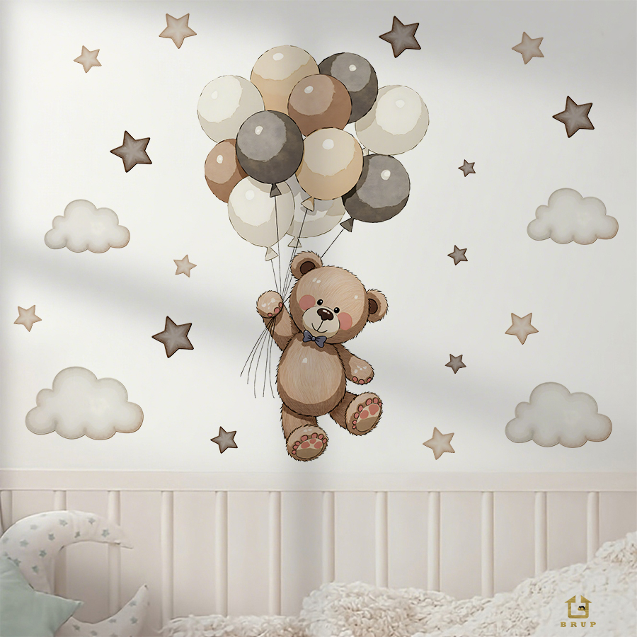 ملصقات حائط على شكل دمية دب را - مراجعة Baby Nursery Wall Stickers وسعره