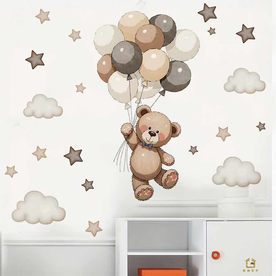 ملصقات حائط على شكل دمية دب را - مراجعة Baby Nursery Wall Stickers وسعره