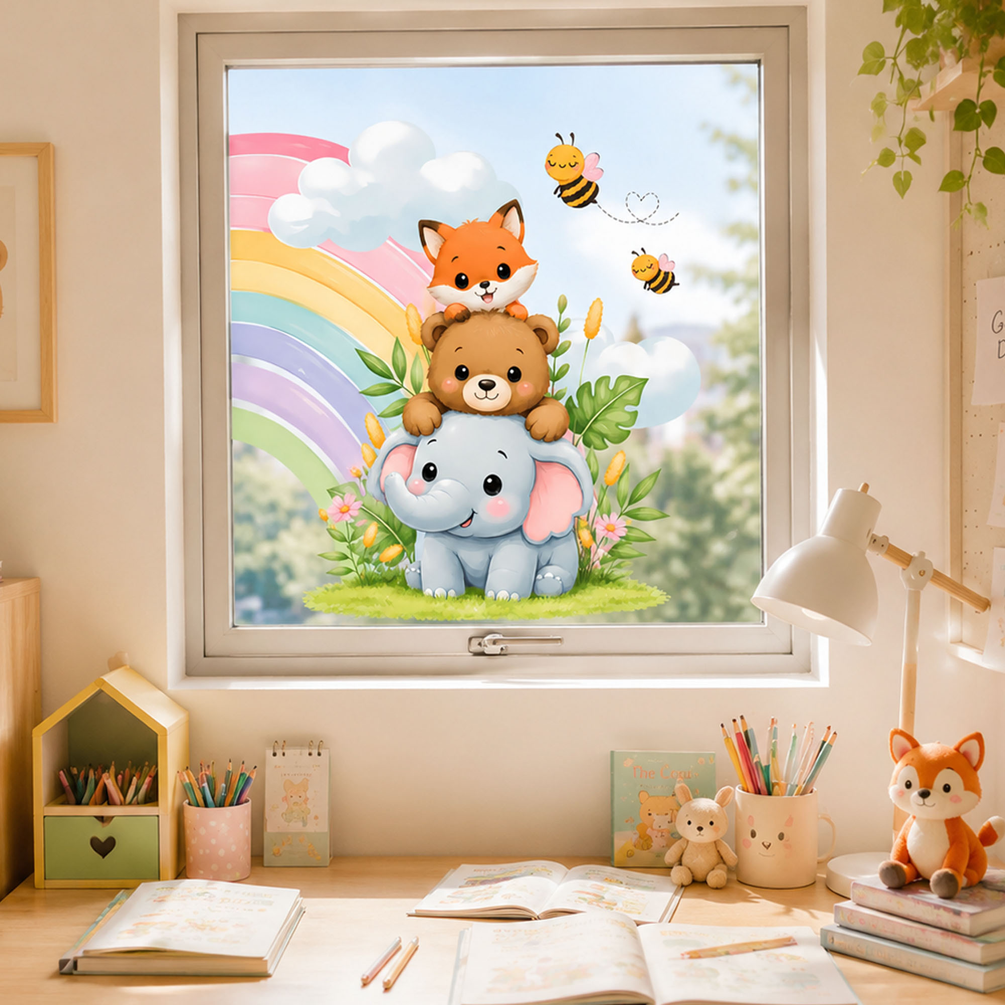 ملصق نافذة بتصميم حيوانات لطيف - مراجعة Baby Nursery Wall Stickers وسعره