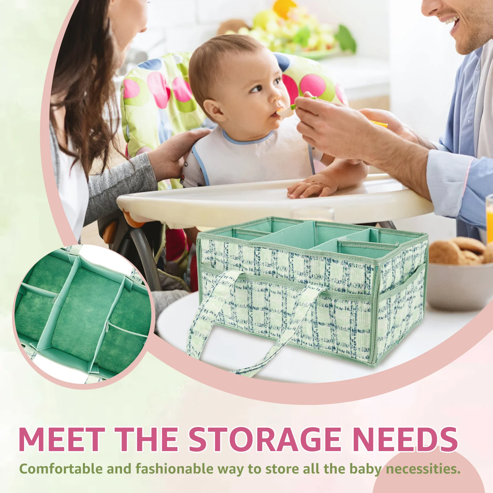 حقيبة حفاضات الطفل سلة تخزين ا - مراجعة Baby Nursery Handles وسعره