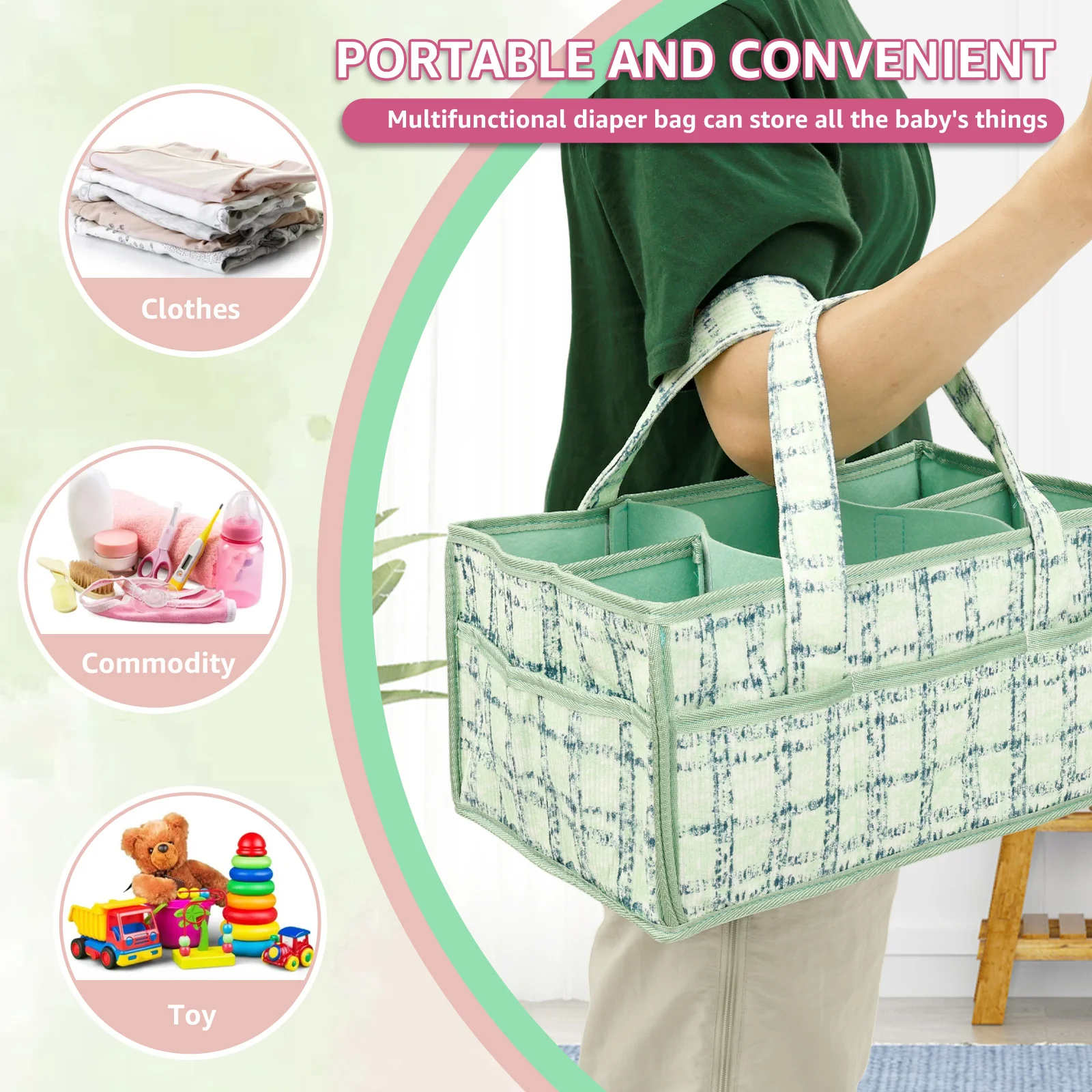 حقيبة حفاضات الطفل سلة تخزين ا - مراجعة Baby Nursery Handles وسعره