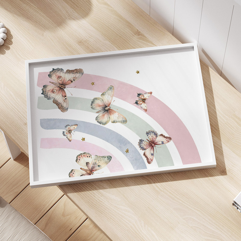 الوردي قوس قزح فراشة مخصص اسم  - مراجعة Baby Nursery Name Wall Art وسعره