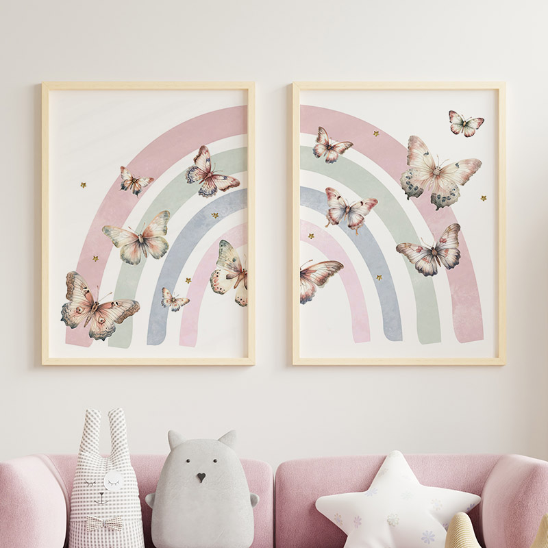الوردي قوس قزح فراشة مخصص اسم  - مراجعة Baby Nursery Name Wall Art وسعره
