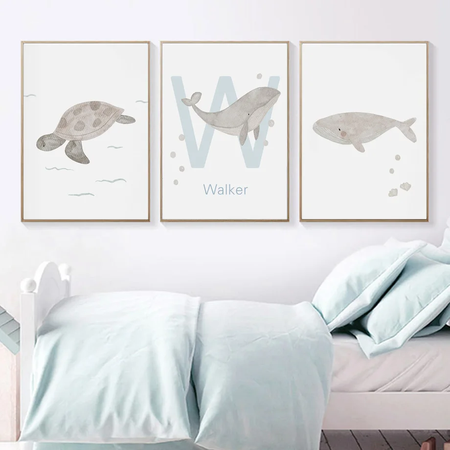 اسم مخصص الحوت الأخطبوط السلاح - مراجعة Baby Nursery Name Wall Art وسعره